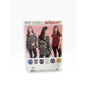 Simplicity 8417 Missy Pullover Tops US 14-22 Peplum Sleeve Variations Uncut